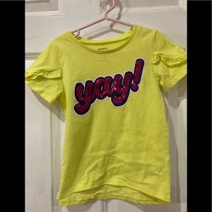 Carter’s girl neon yellow “yay” pint t-shirt 6/6x